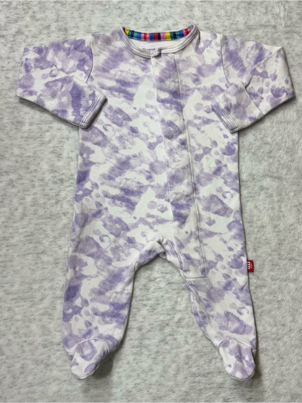 Magnetic Me Lilac White Tie Dye Footie Sleeper 0-3M Baby Girl Organic Cotton